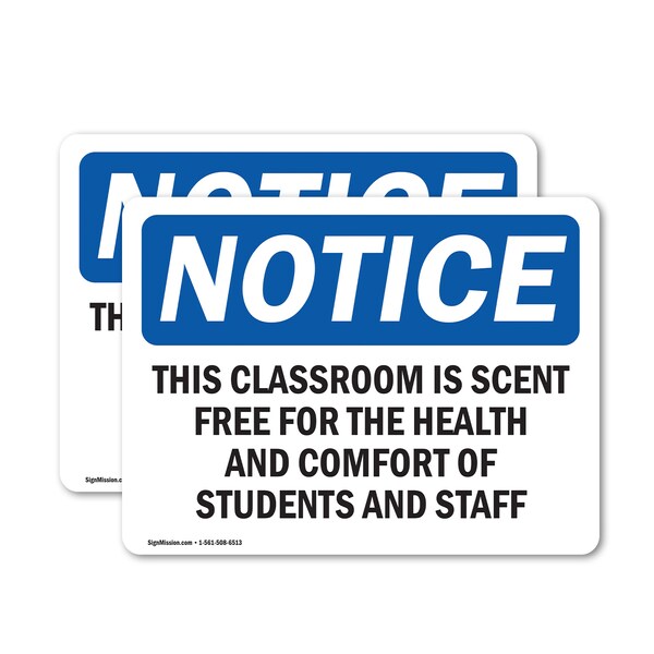 Signmission This Classroom Is Scent Free For The Health, 14 in W x Rectangle, Vinyl Decal OS-2PACK-NS-D-1014-L-18593 - main